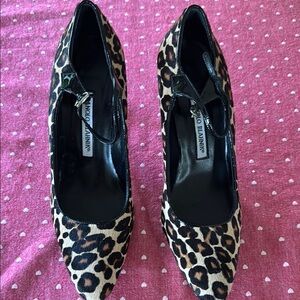 Manolo Blahnik Leopard Print pony hair Women's Shoes size 39
